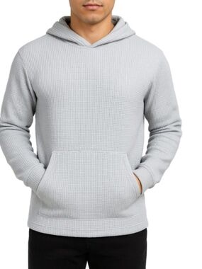 Blue Ice Men's Waffle Knit Thermal Pull-on Hoodie - Heather Gray